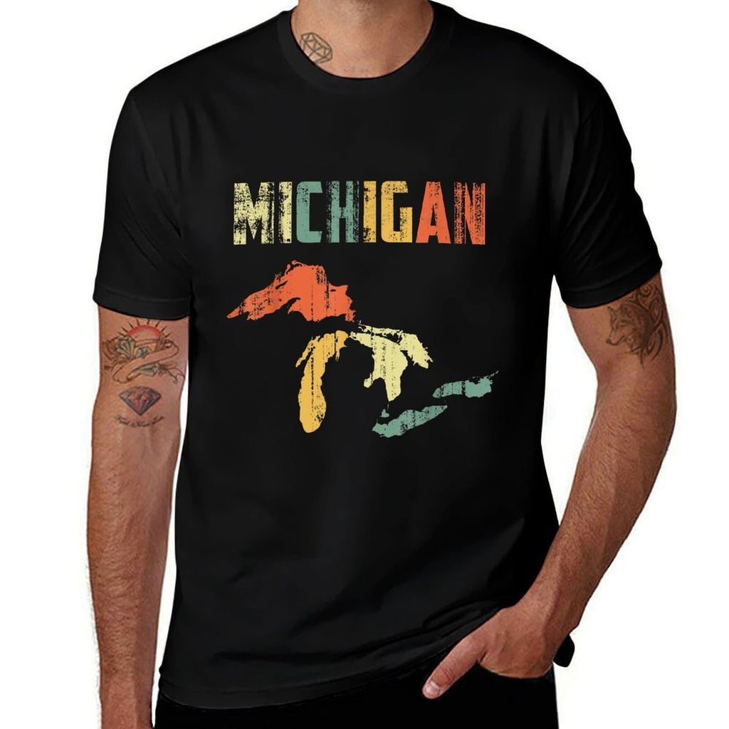 The Great Lakes Largest Water Retro Color Michigan MI Pride  Quick-drying T-Shirt