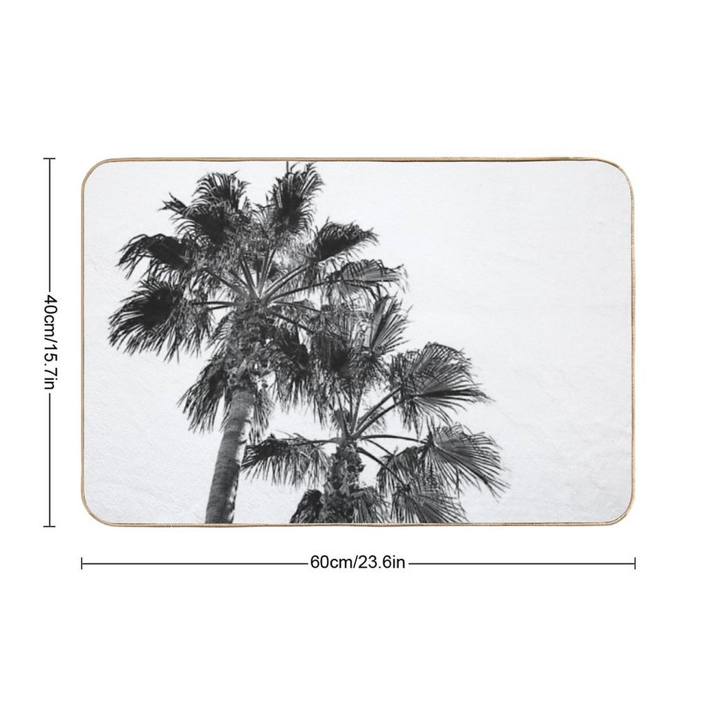 Black And White Palm Tree Print  Picture of The Summer Sky with Two Palms Beachy And Surfing Photography  Versatile Bath Mat