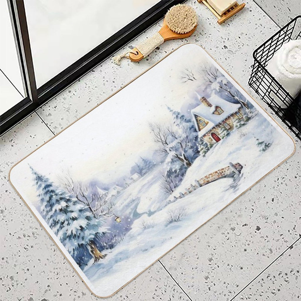 Christmas Snowy Landscape Art  Multi-Purpose Bath Mat