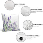 Purple Lavender Horizontal Watercolor Soft Short Plush Fabric Throw Pillow