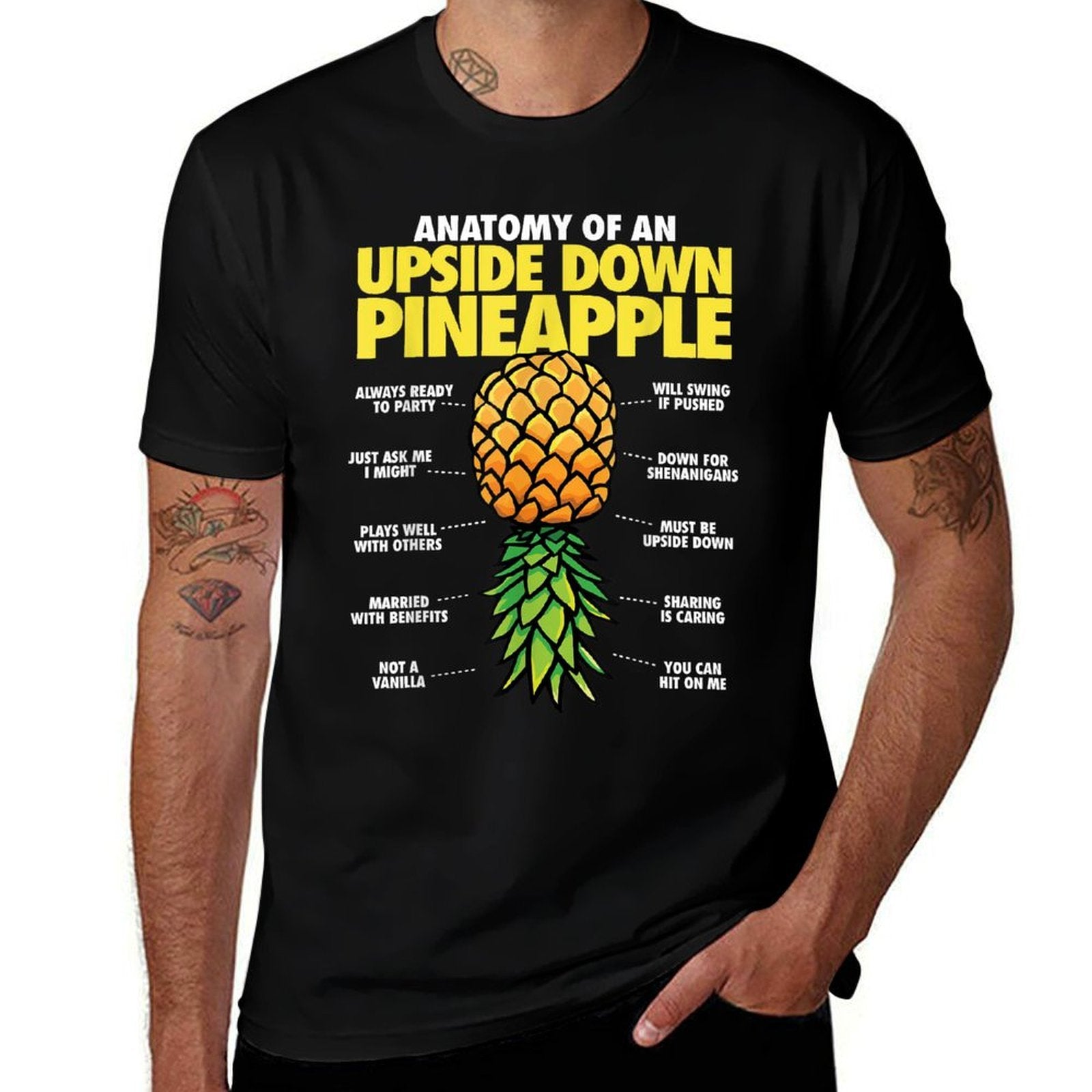 Funny Anatomy of An Upside Down Pineapple Swinger Lifestyle  Polyester Blend T-Shirt