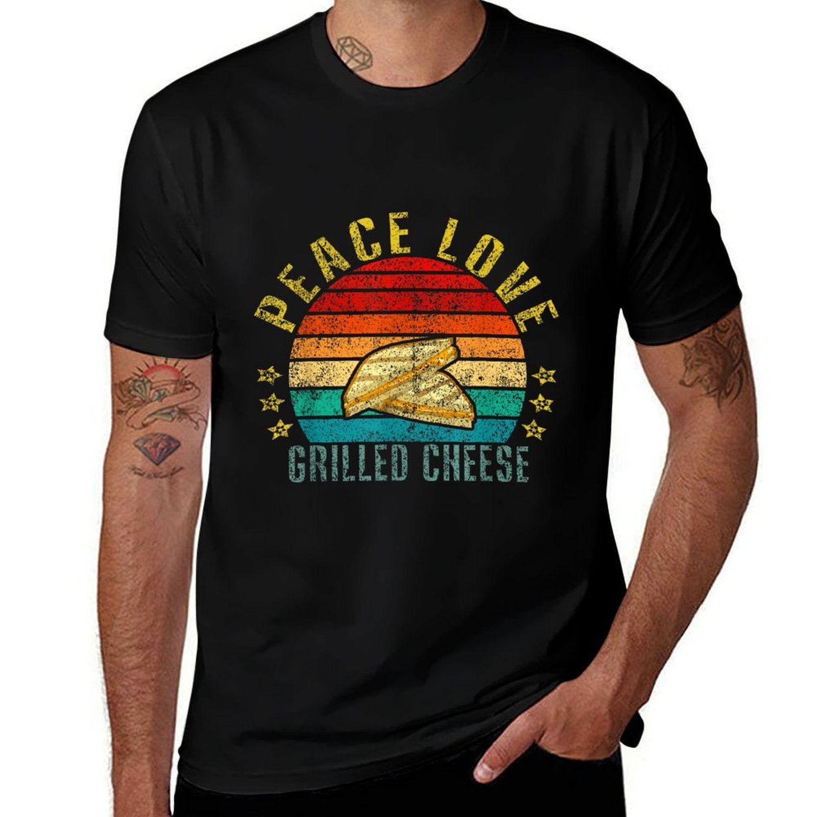 Peace Love Grilled Cheese Funny Retro  Lightweight T-Shirt