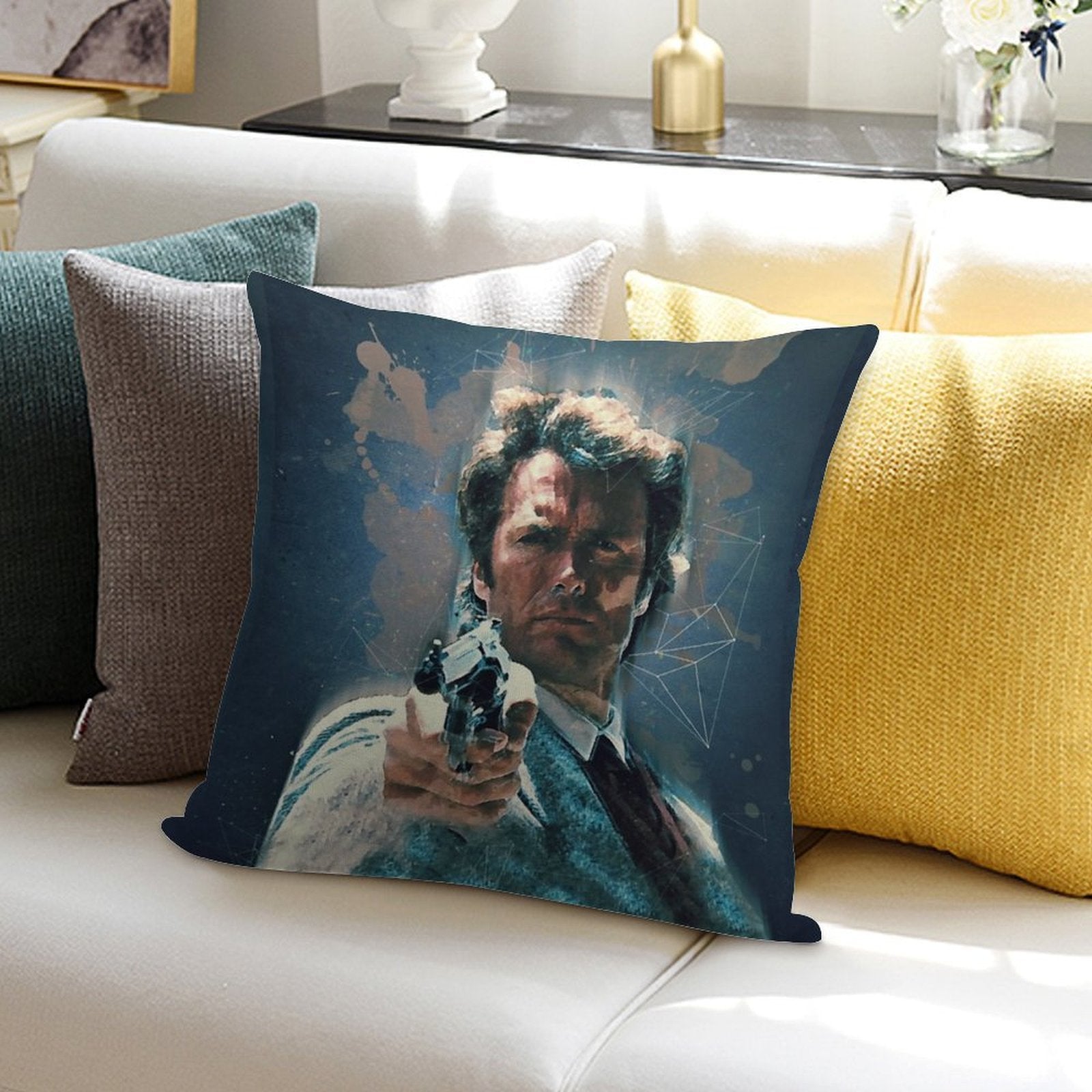 Dirty Harry Vintage Art Soft Warmth Comfort Throw Pillow