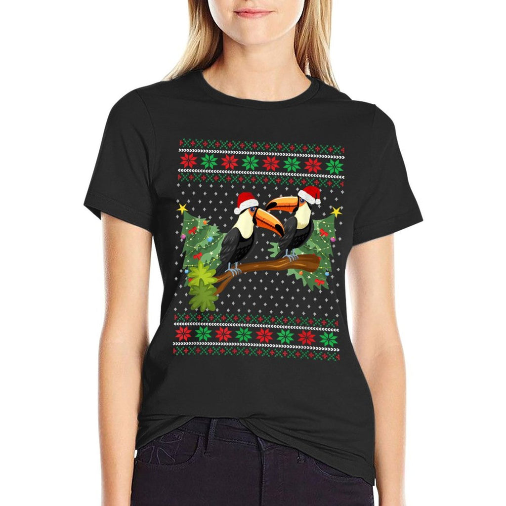 Toucan Xmas - Ugly Toucan Bird Christmas  Ribbed Collar T-Shirt