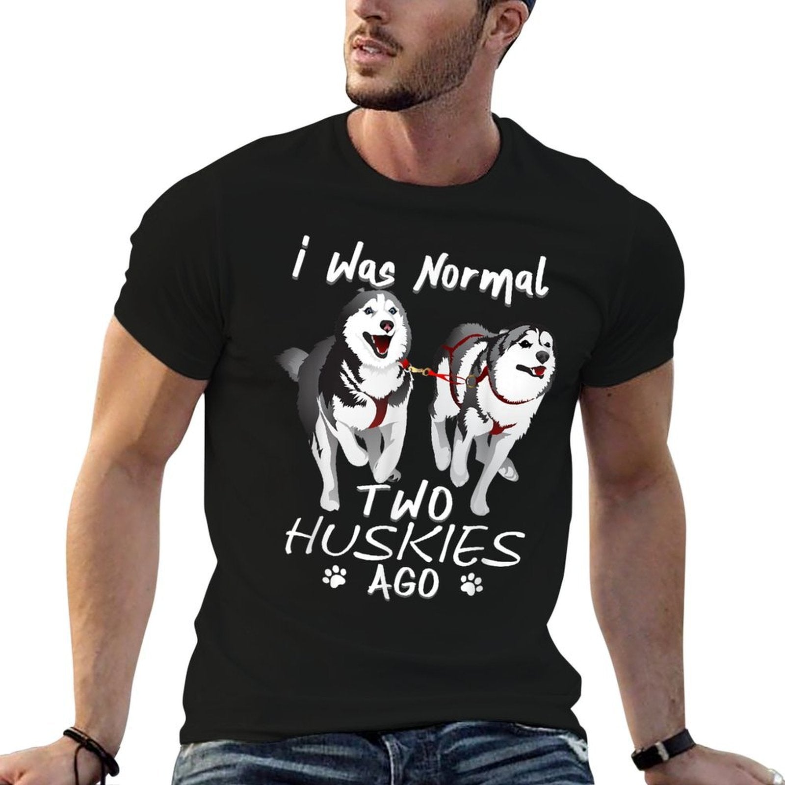 I Was Normal 2 Siberian Huskies Ago - Awesome Cute Dog Men Women  Heathered Texture T-Shirt