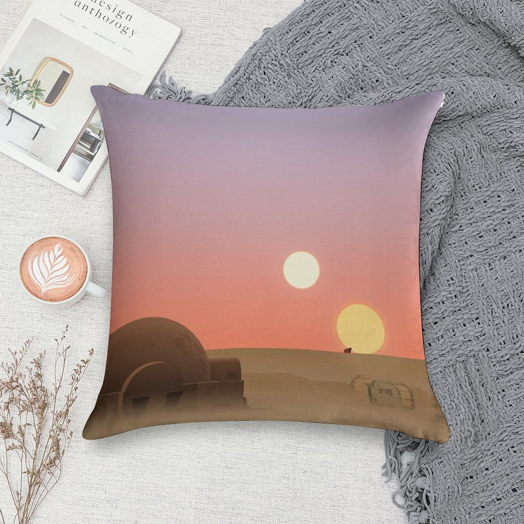 Tatooine Sunset Soft Hidden Zipper Throw Pillow