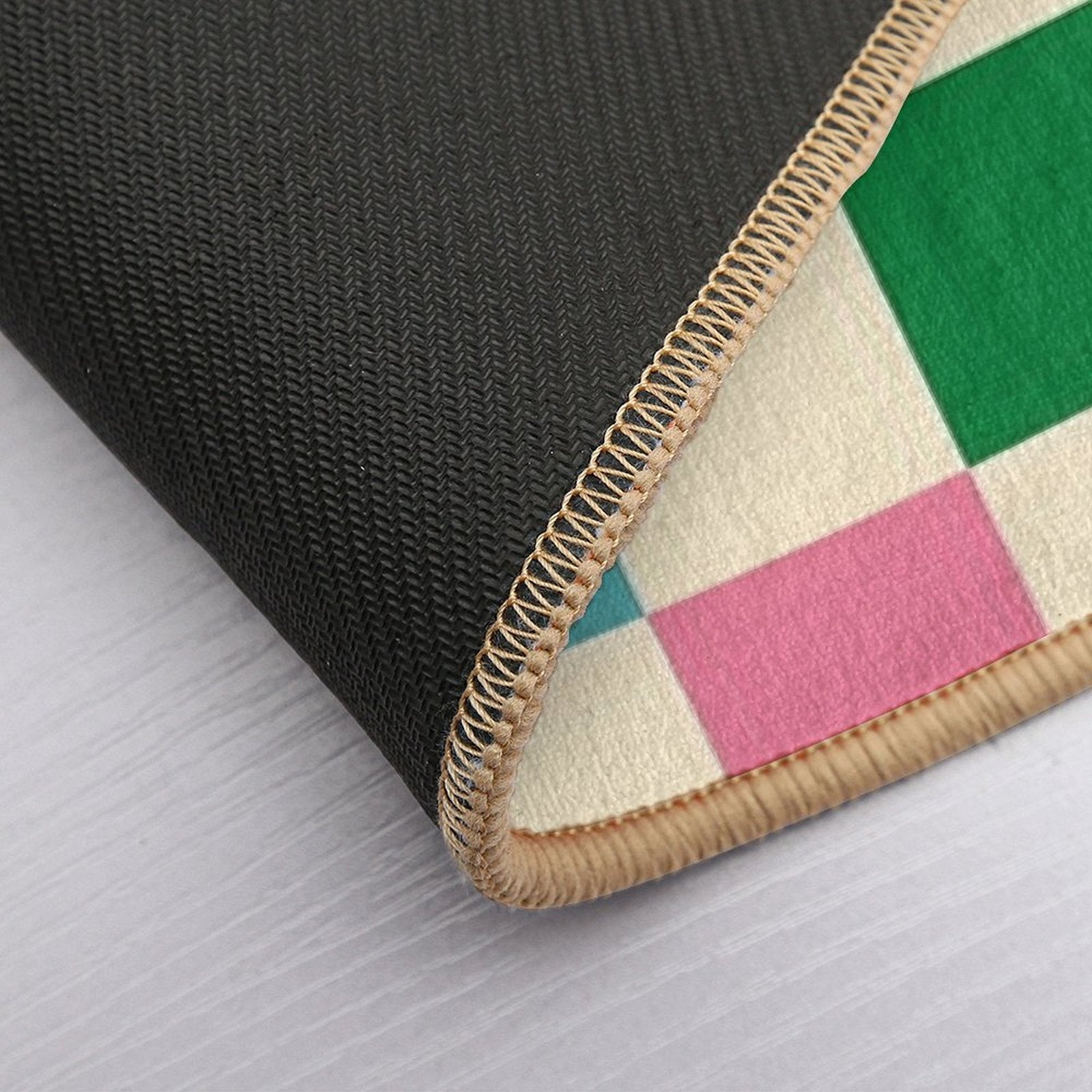 Colorful Squares Green Violet  Eco-Friendly Bath Mat