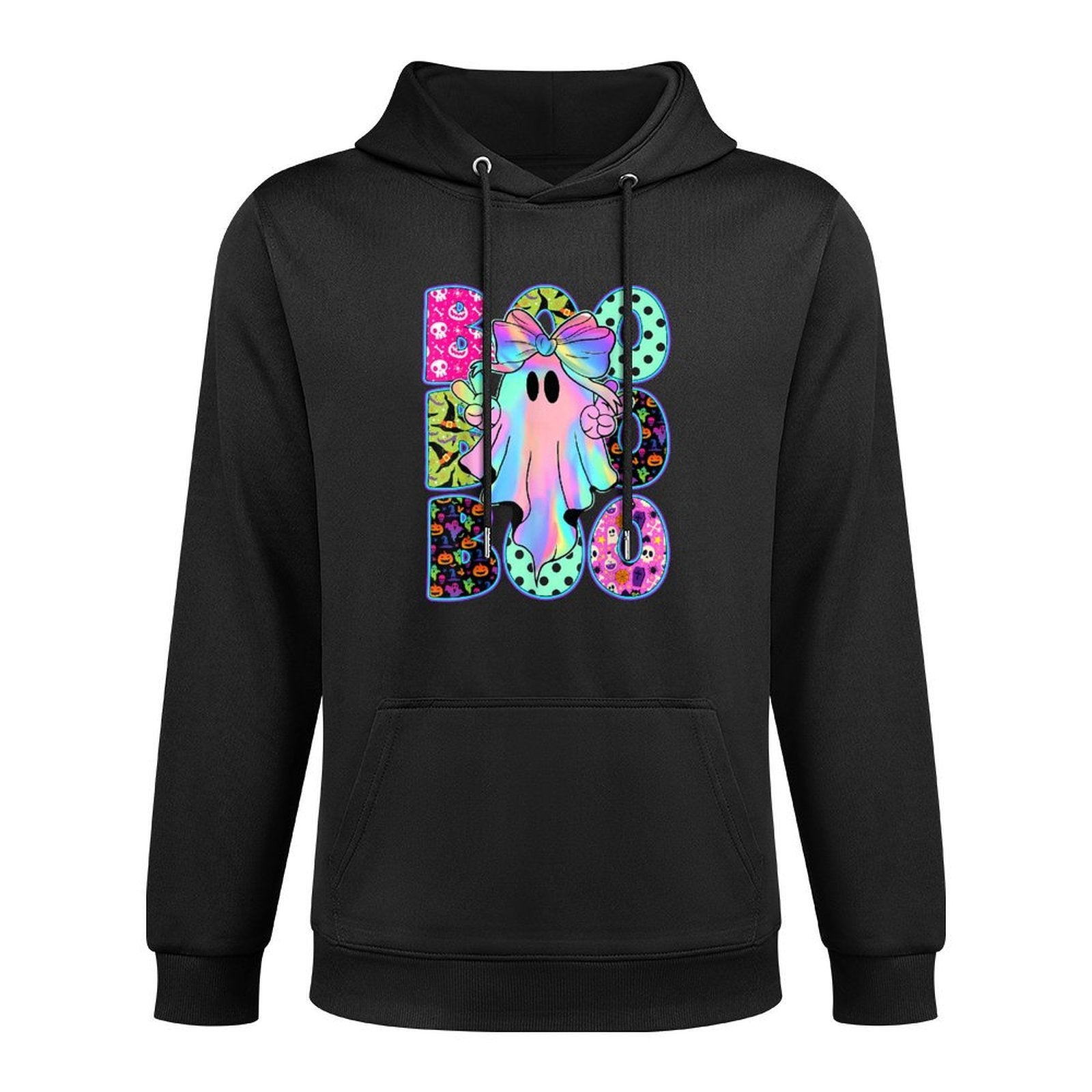 Funny Cute Boo Ghost Spooky Season Glow in Halloween Night Casual Wear Hoodie
