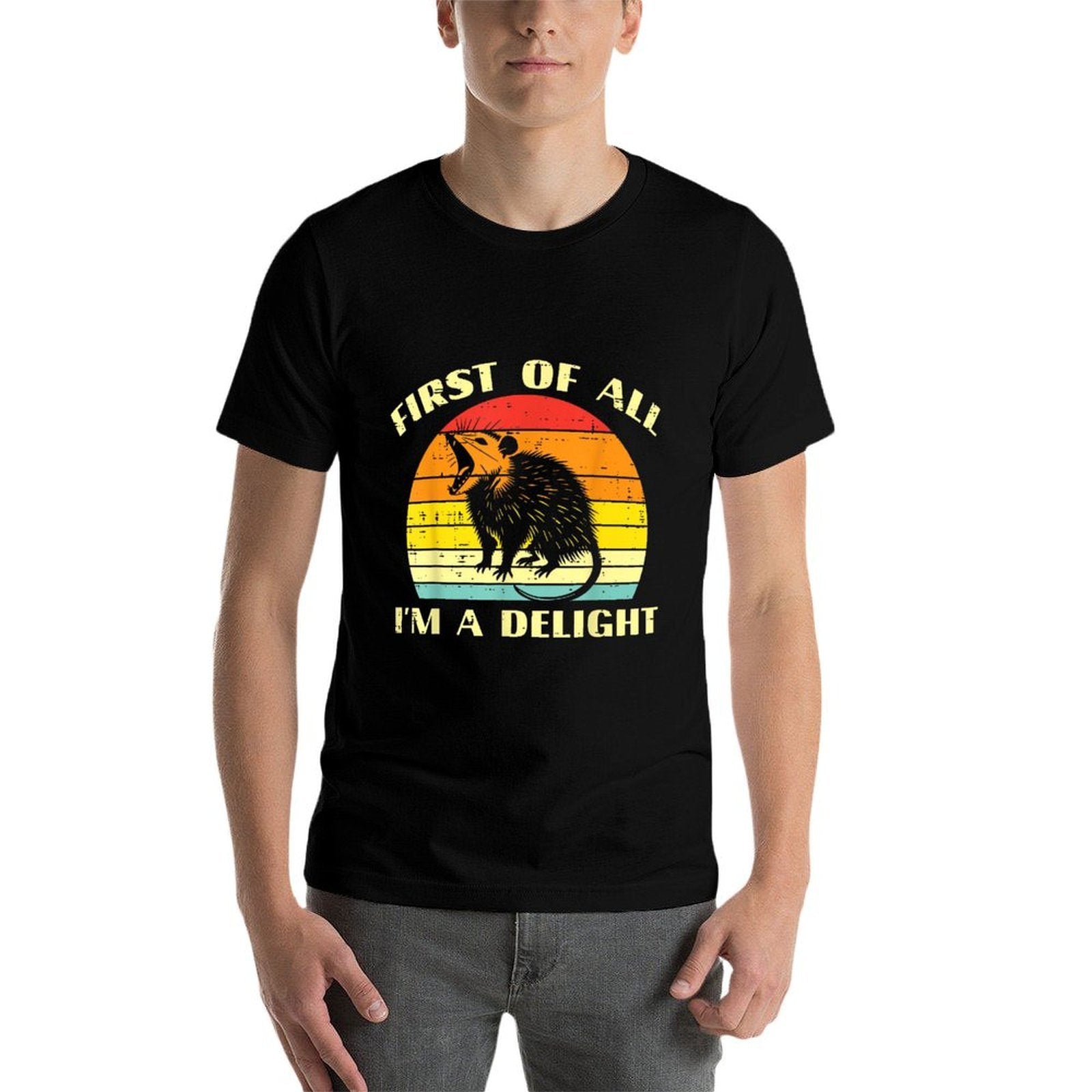 Opossum Im A Delight Retro Feral Possum Meme Women Men Kids  High-quality Stitching T-Shirt