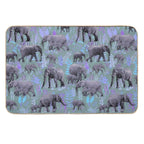 Sweet Elephants in Purple And Grey  Easy To Clean Bath Mat