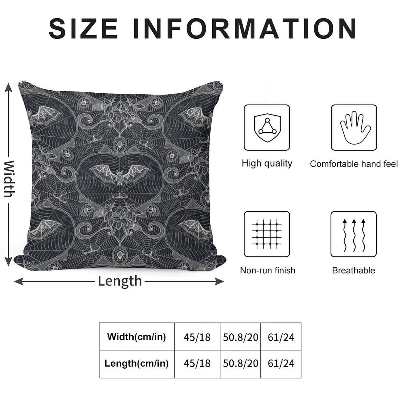 Gothic Halloween Lace - Bats - Black Soft Warmth Comfort Throw Pillow