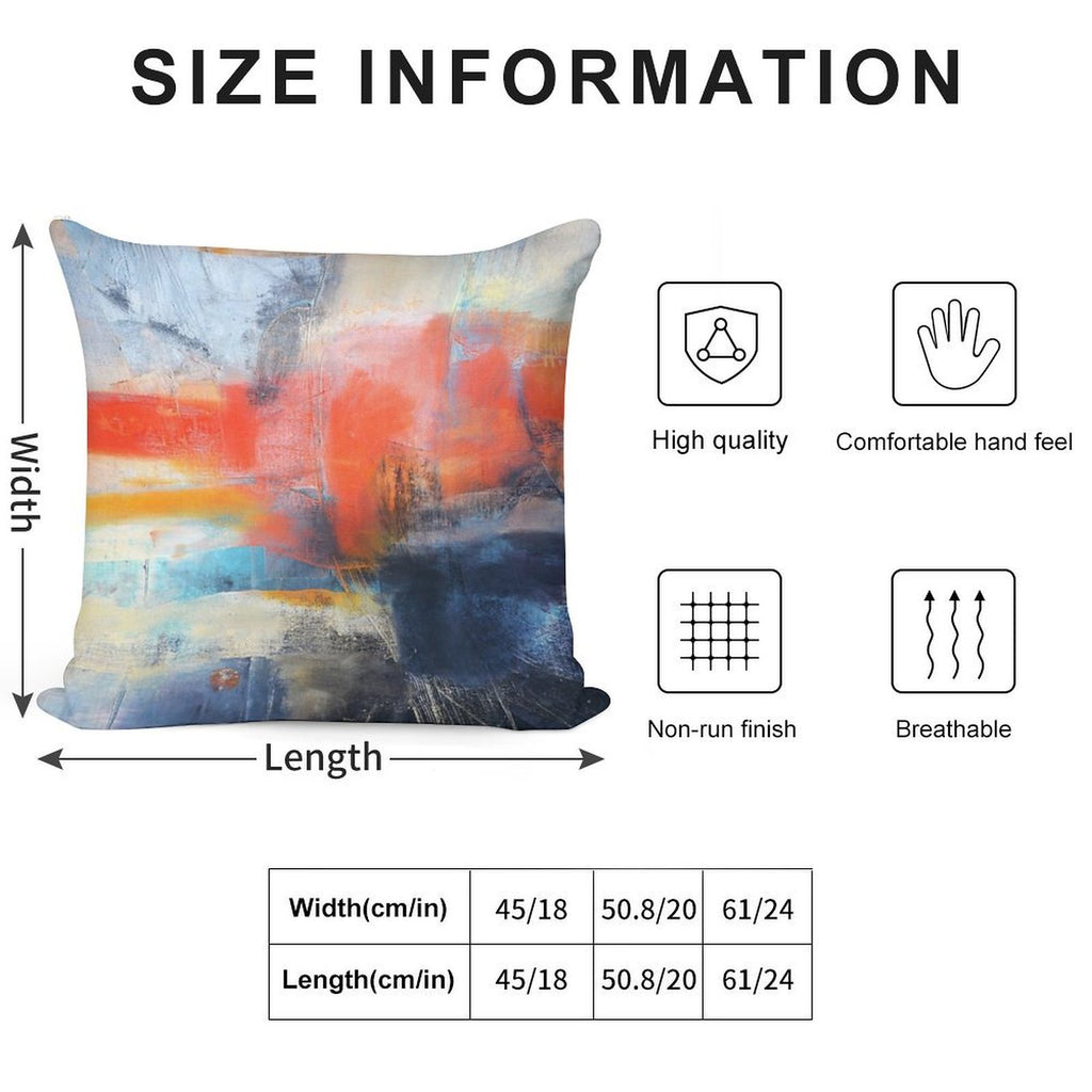 Blue Red Abstract Soft Home Decor Throw Pillow