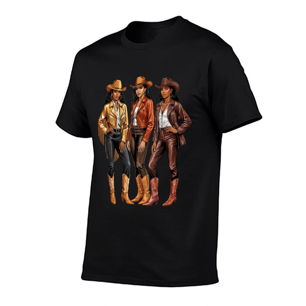 Black African American Cowgirl Western Country Texas Girls  Heathered Texture T-Shirt