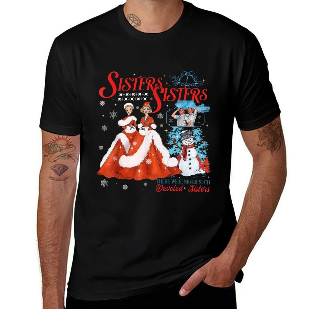 Devoted Sisters Merry Christmas White Xmas Snowflake Holiday  Fade-proof Color T-Shirt