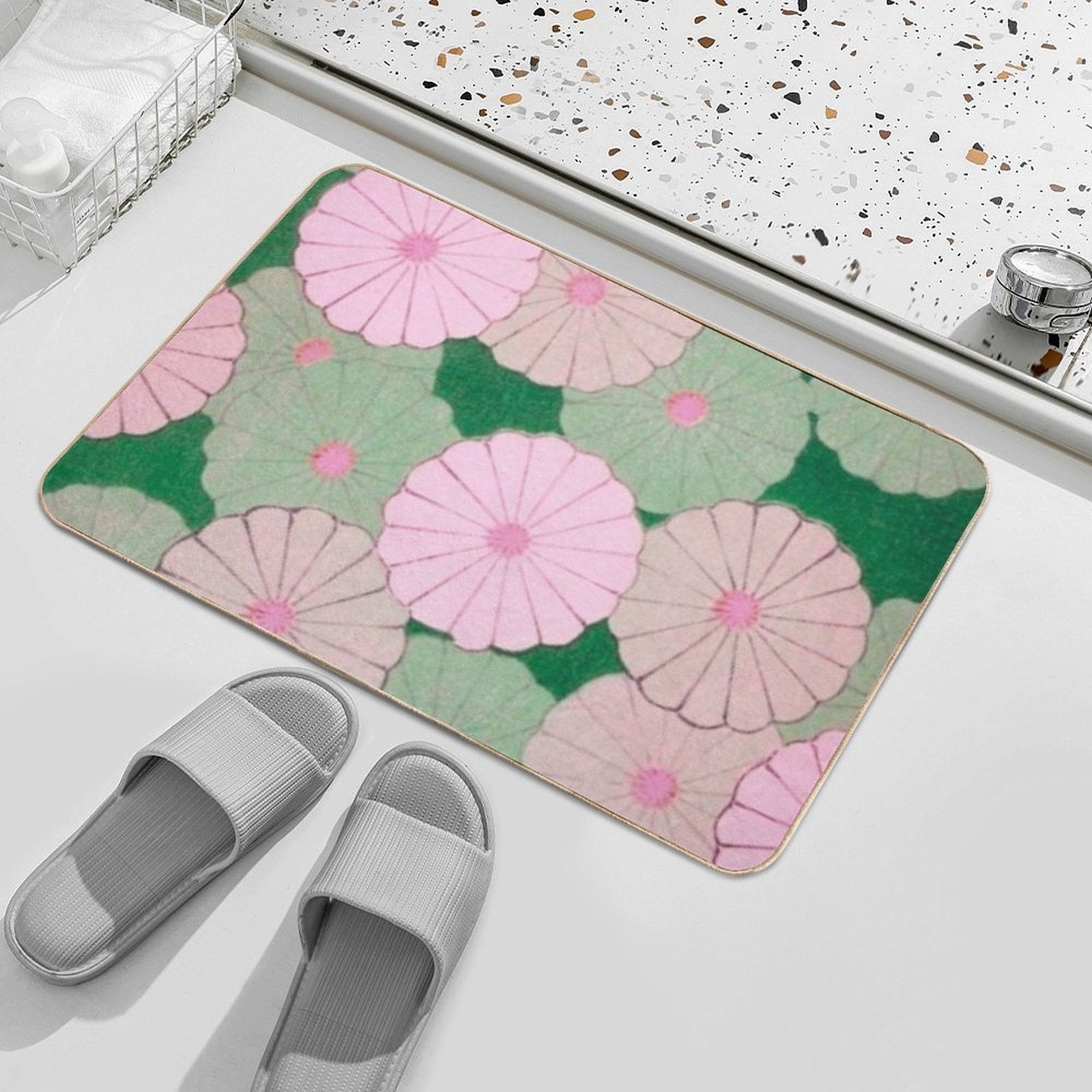 Vintage Japanese Art Print (Cool)  High-Traffic Bath Mat