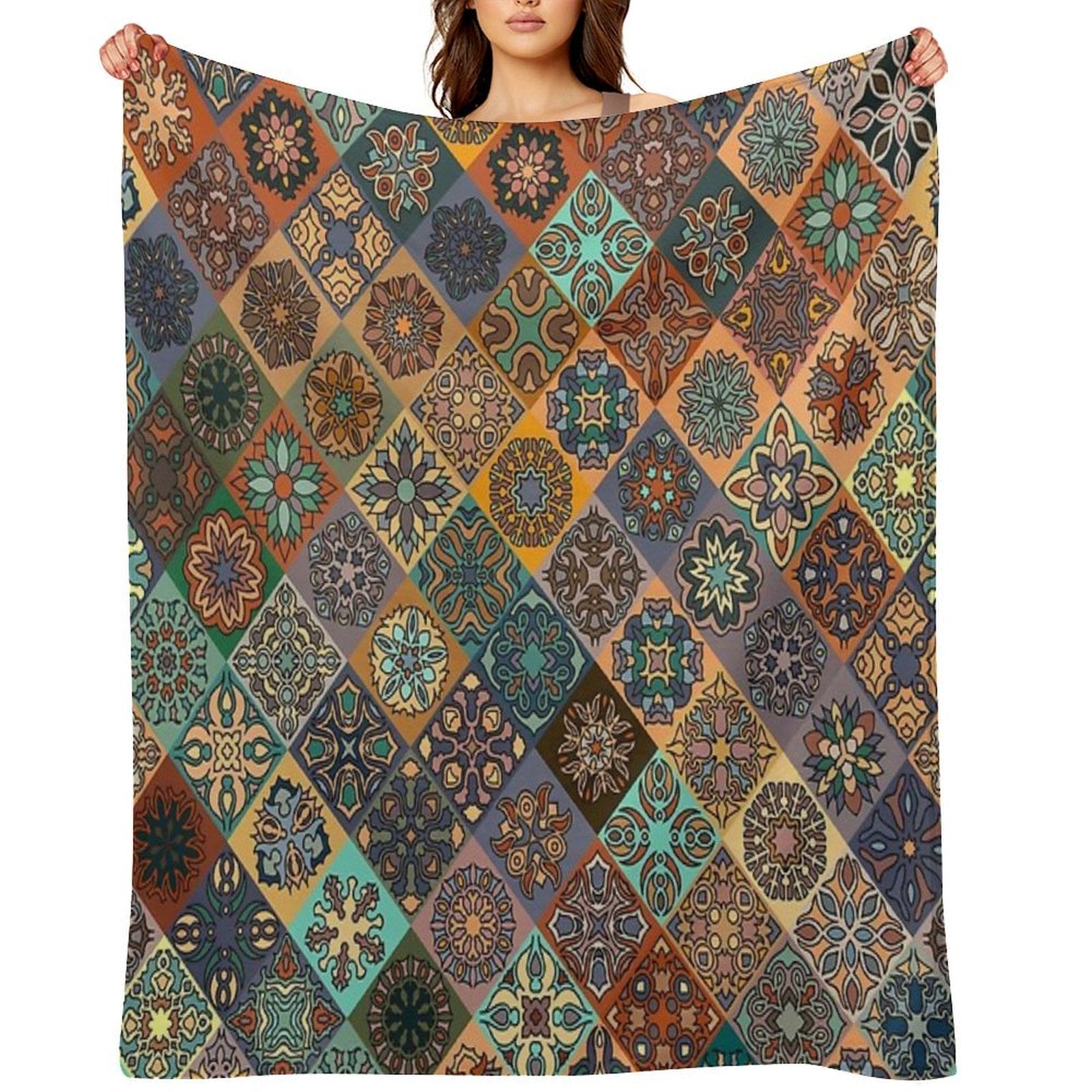Floral Pattern Flower Boho Mandala Premium Throw Blanket