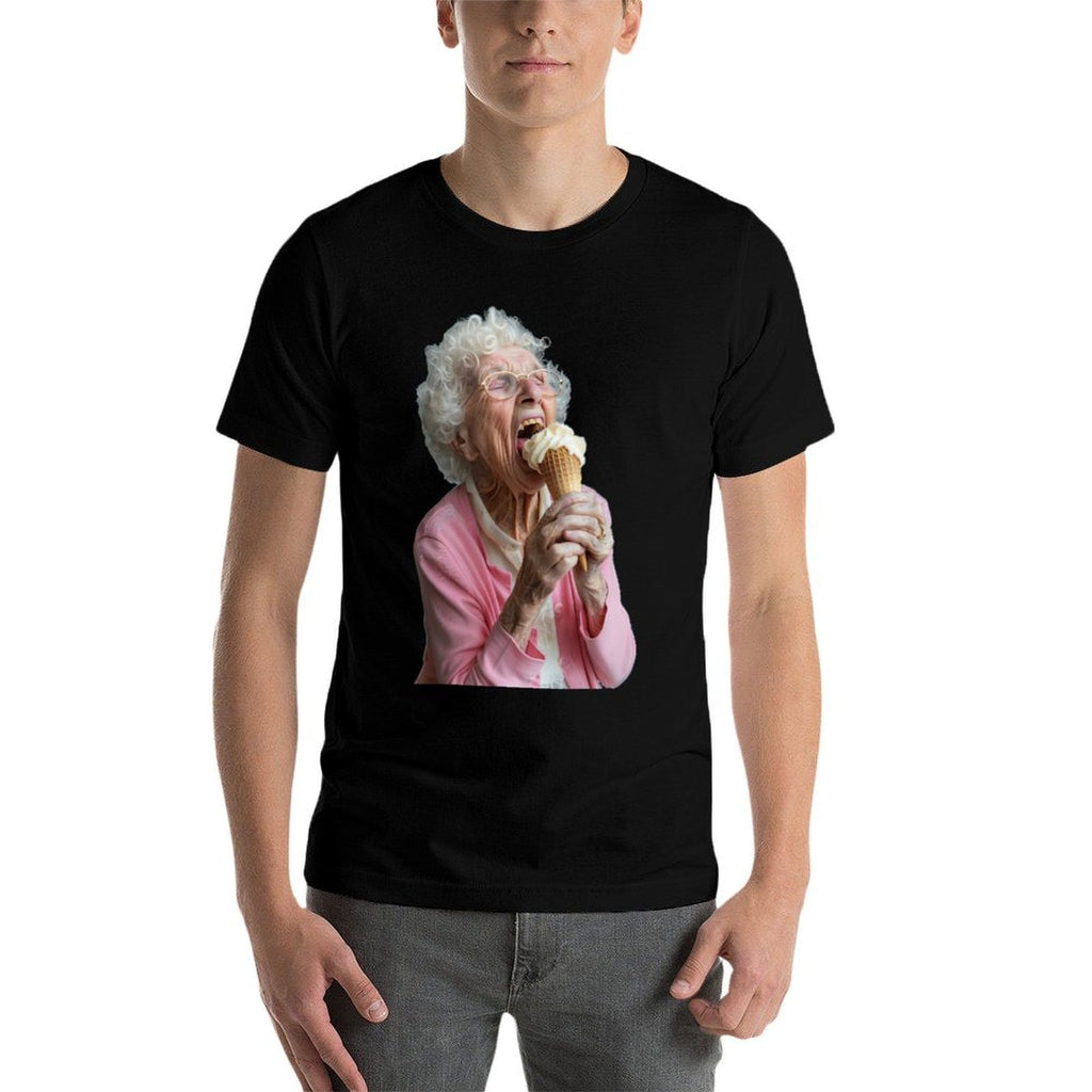 Embarrassing Old Ladies Meme Grandma Grandmother Grandma Licking Ice Cream  Polyester Blend T-Shirt