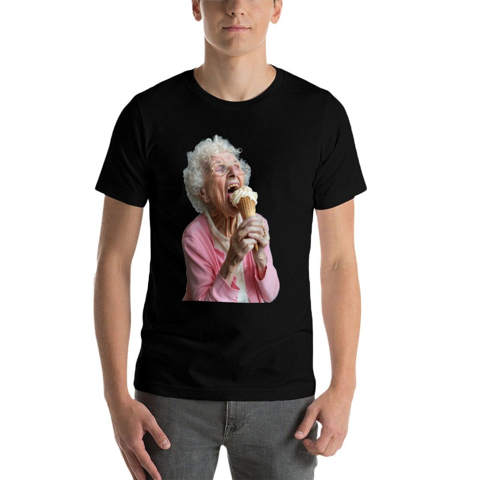 Embarrassing Old Ladies Meme Grandma Grandmother Grandma Licking Ice Cream  Polyester Blend T-Shirt