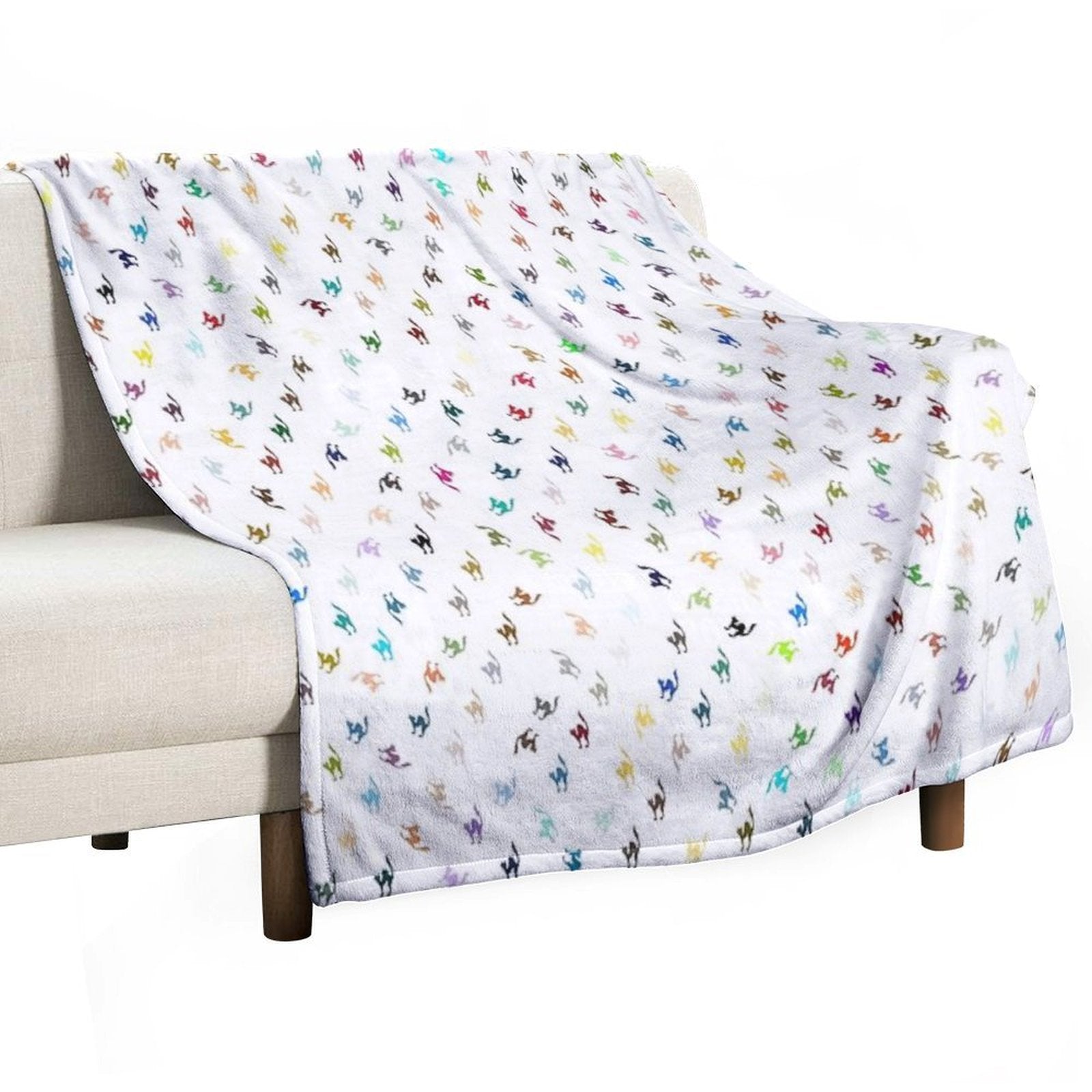Color Cat Pattern Travel-friendly Throw Blanket