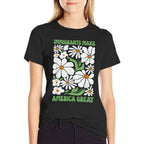 Immigrants Make America Great Floral Flower Human Rights  Fade-proof Color T-Shirt