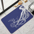 Half Octopus  Left Side  Vintage Octopus  Tentacles  Sea Creatures  Nautical  Ocean  Sea  Beach  Diptych  Navy Blue An  Slip-Resistant Bath Mat