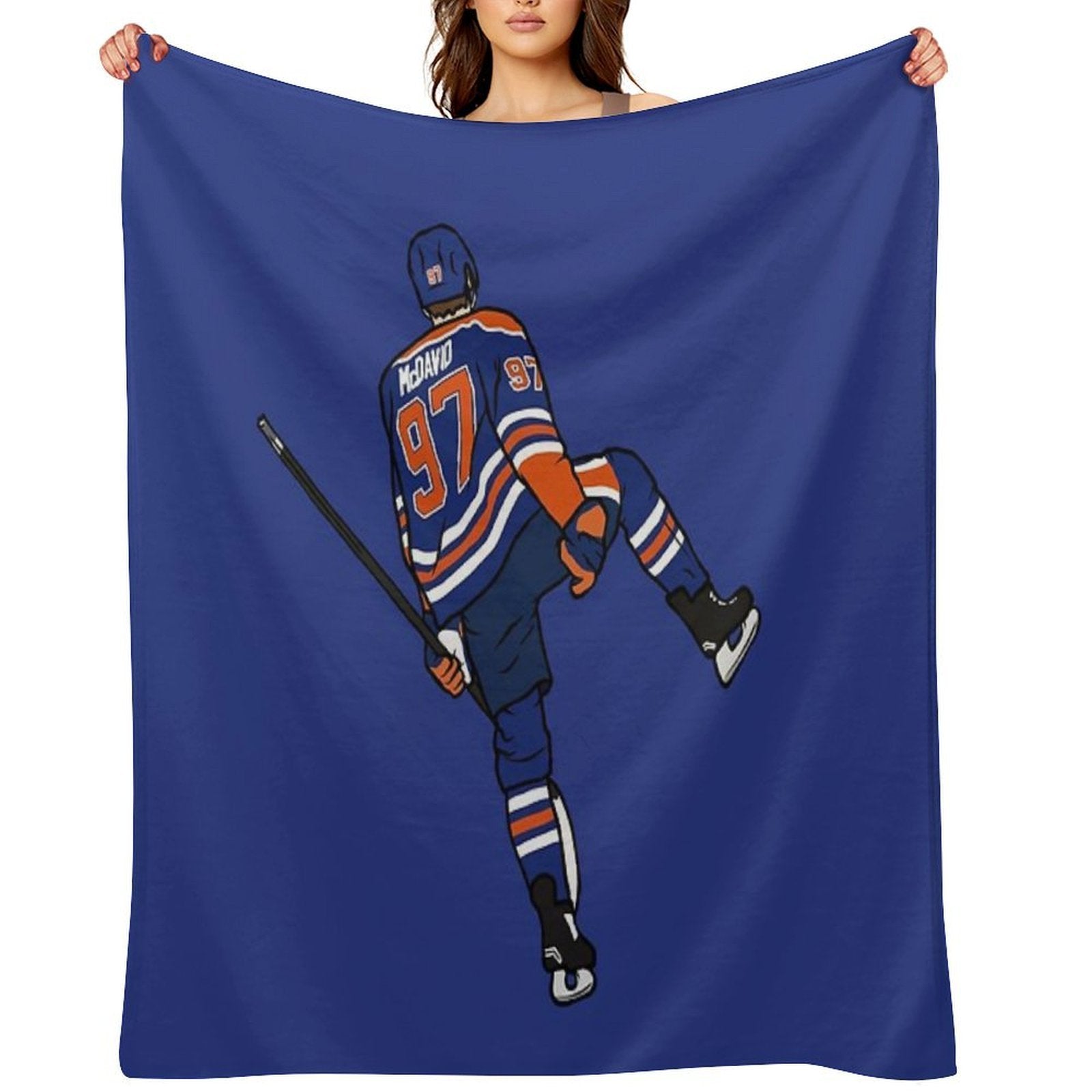 Connor McDavid Celebration Velvety-soft Throw Blanket