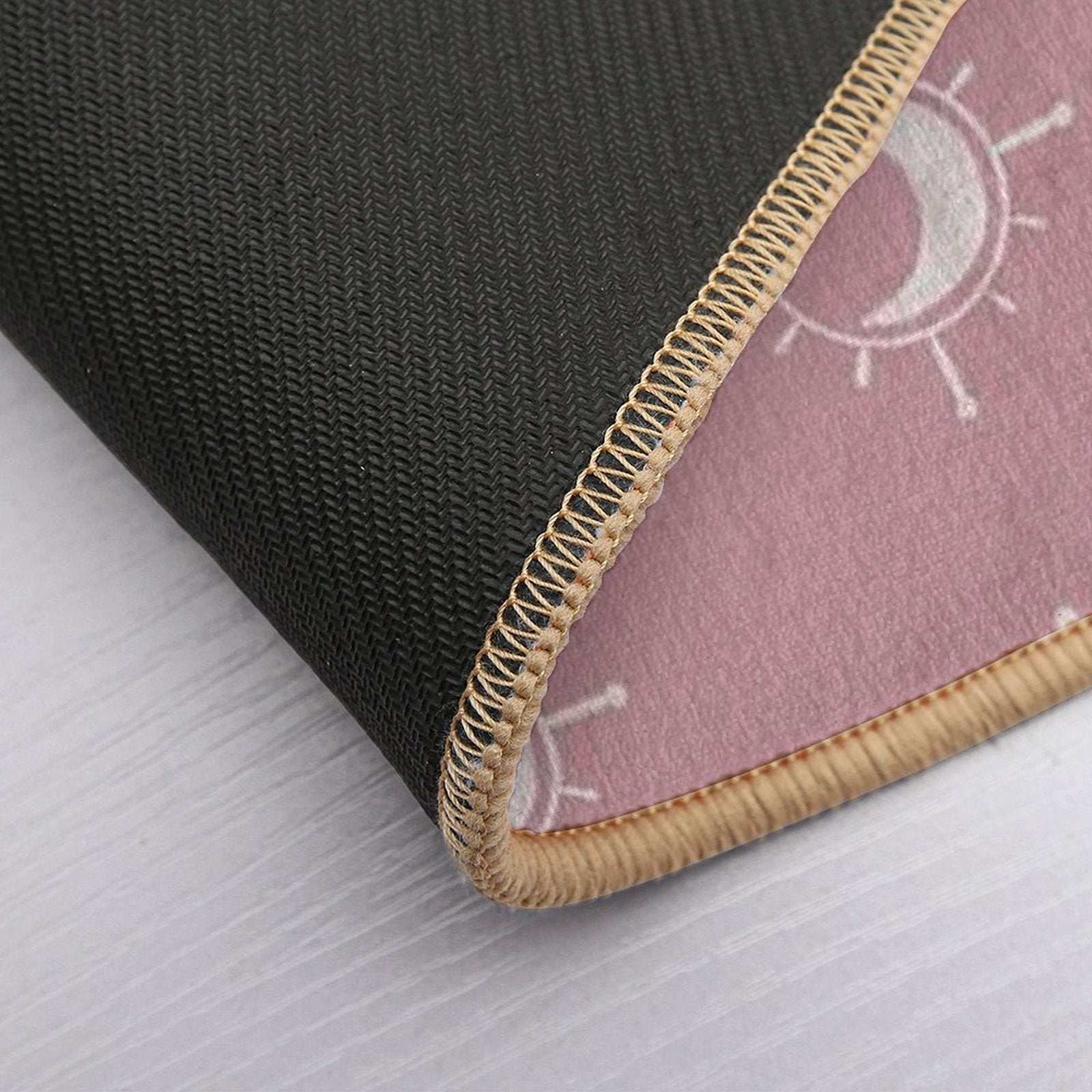 Cosmic Sun And Moon Design Soft Aesthetic In Muted Colors Deep Pink  High-Traffic Bath Mat