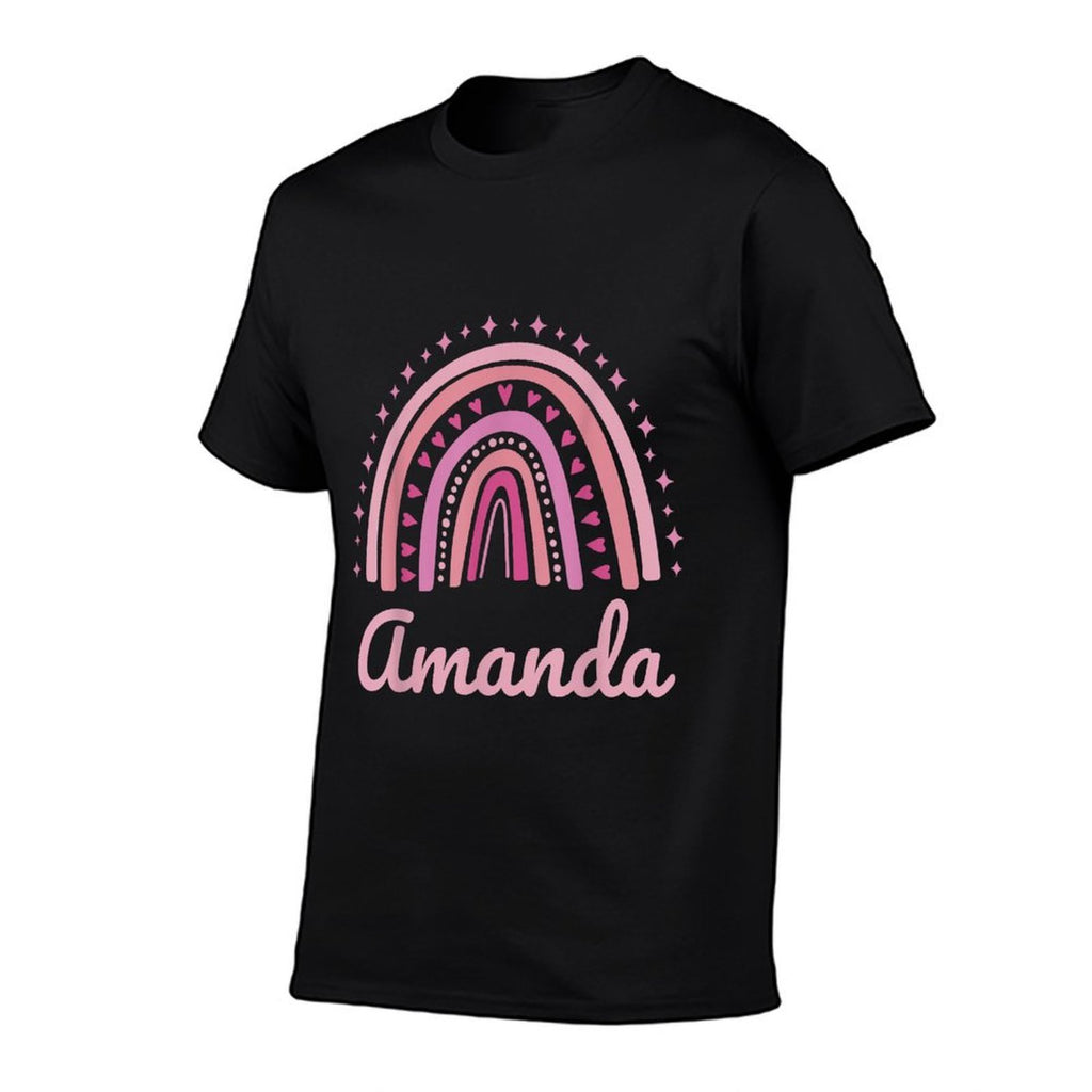 Amanda Name Personalized Funny Women Pink Rainbow Amanda  Soft T-Shirt
