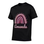 Amanda Name Personalized Funny Women Pink Rainbow Amanda  Soft T-Shirt
