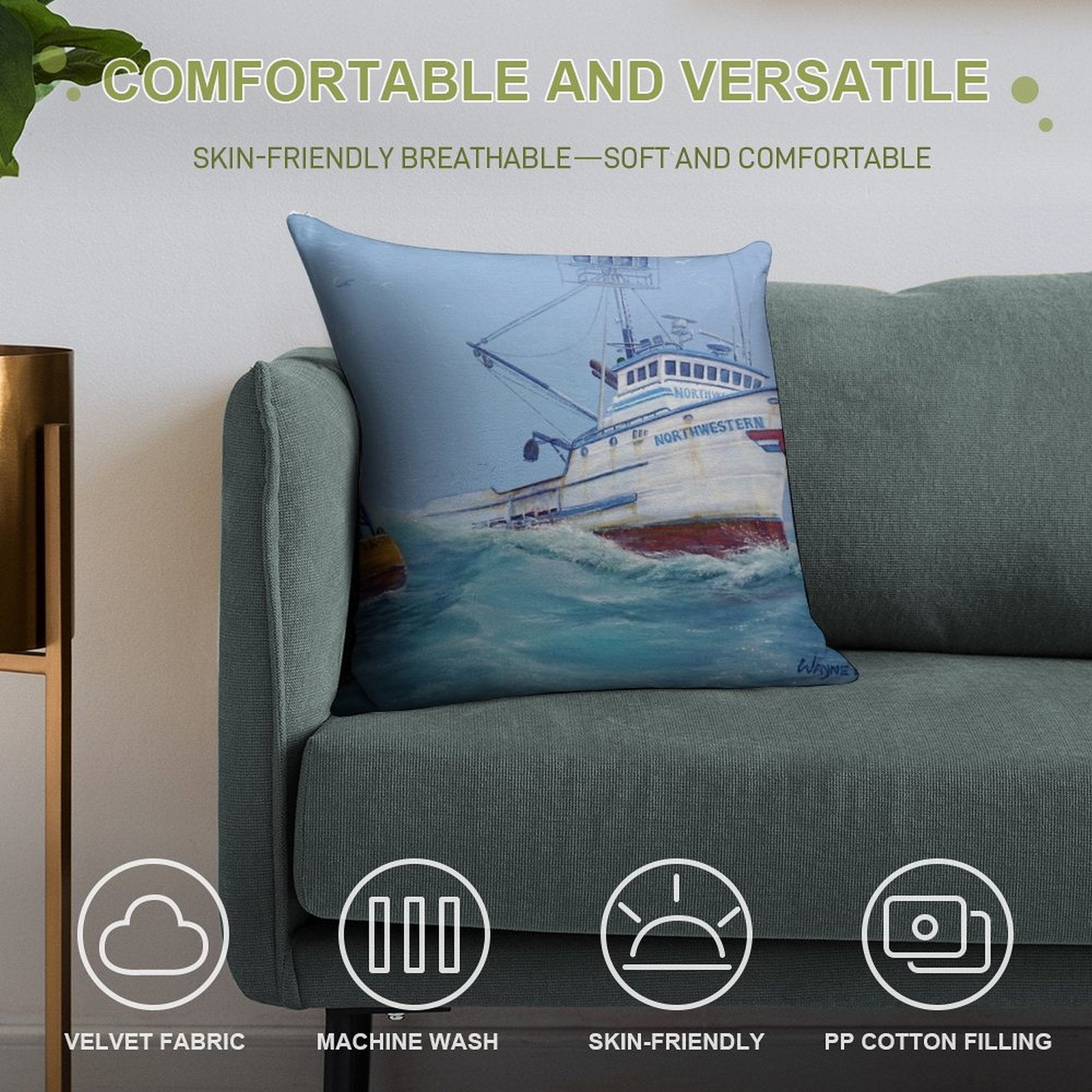 FV Northwestern Soft Durable Construction Throw Pillow