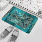 Stained Glass Watercolor Marble Mineral Design Turquoise Teal Gold  Eco-Friendly Bath Mat