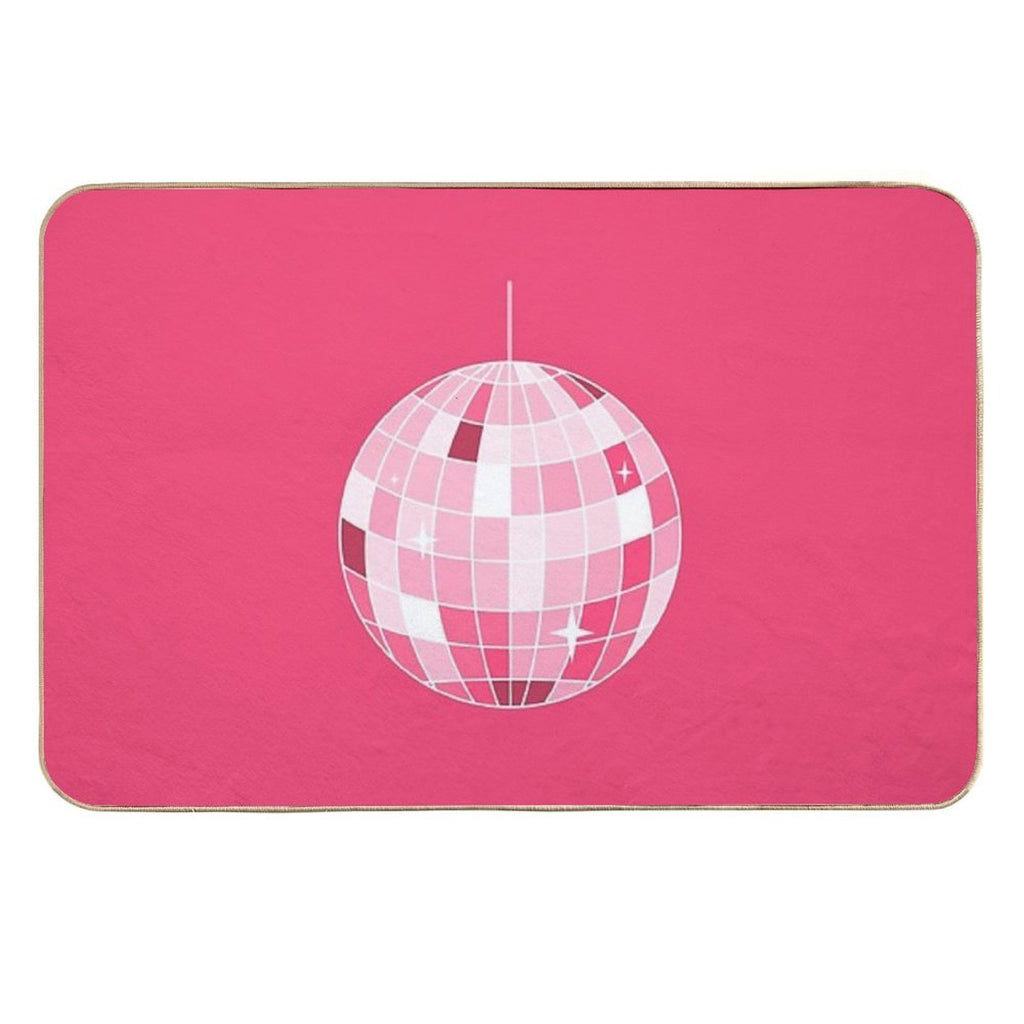 Hot Pink Disco Ball. Mirrorball  Repositionable Bath Mat