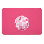 Hot Pink Disco Ball. Mirrorball  Repositionable Bath Mat