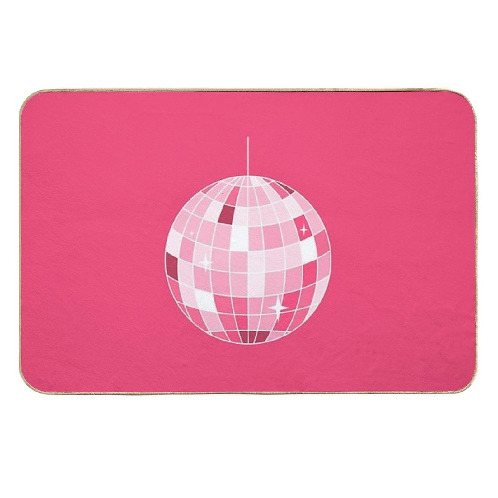 Hot Pink Disco Ball. Mirrorball  Repositionable Bath Mat