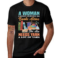 Woman Survives On Books Yarn Knitting  Polyester Blend T-Shirt
