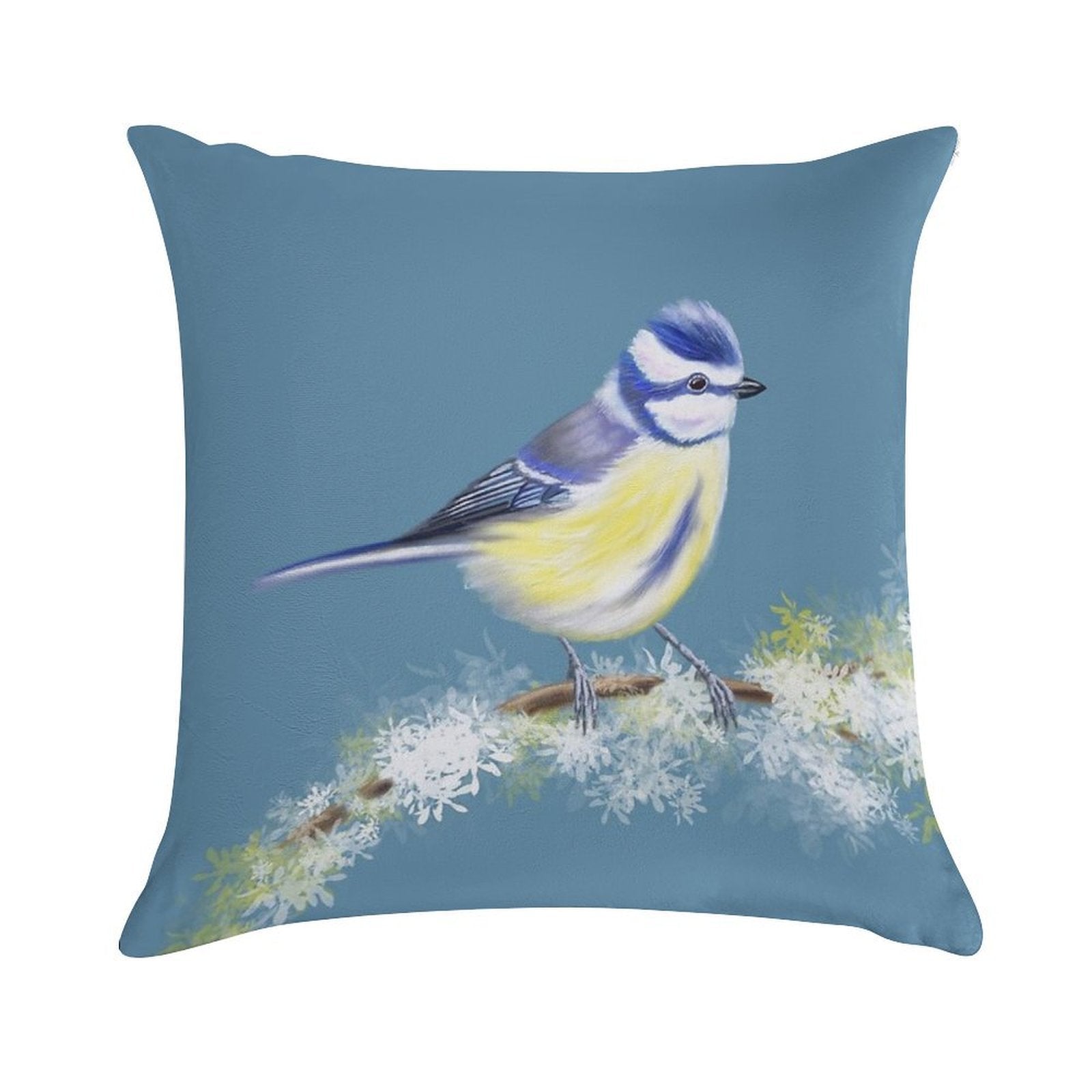 Bluetit Soft Decorative Cover Throw Pillow