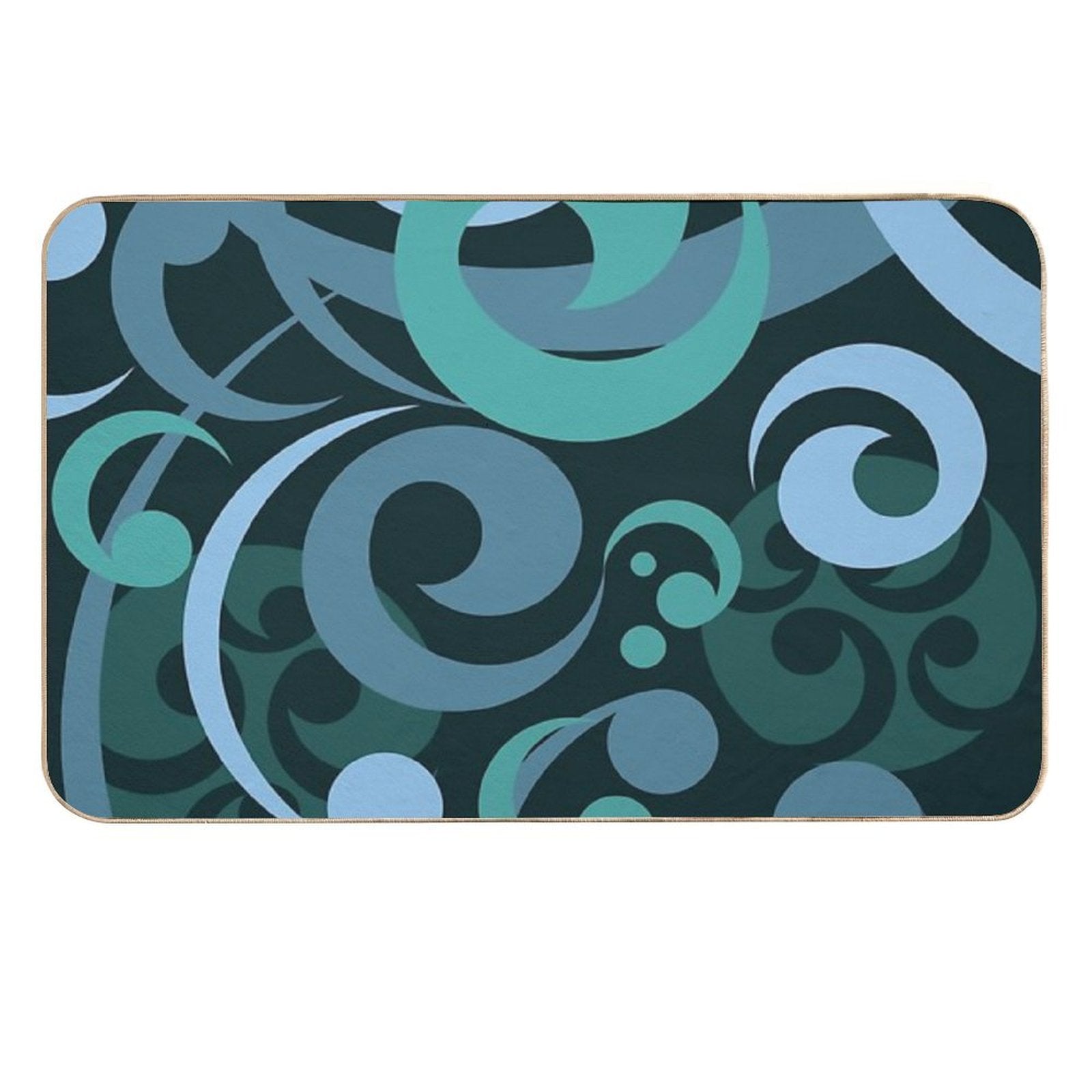 Koru Waves on Black Background  Odorless Bath Mat