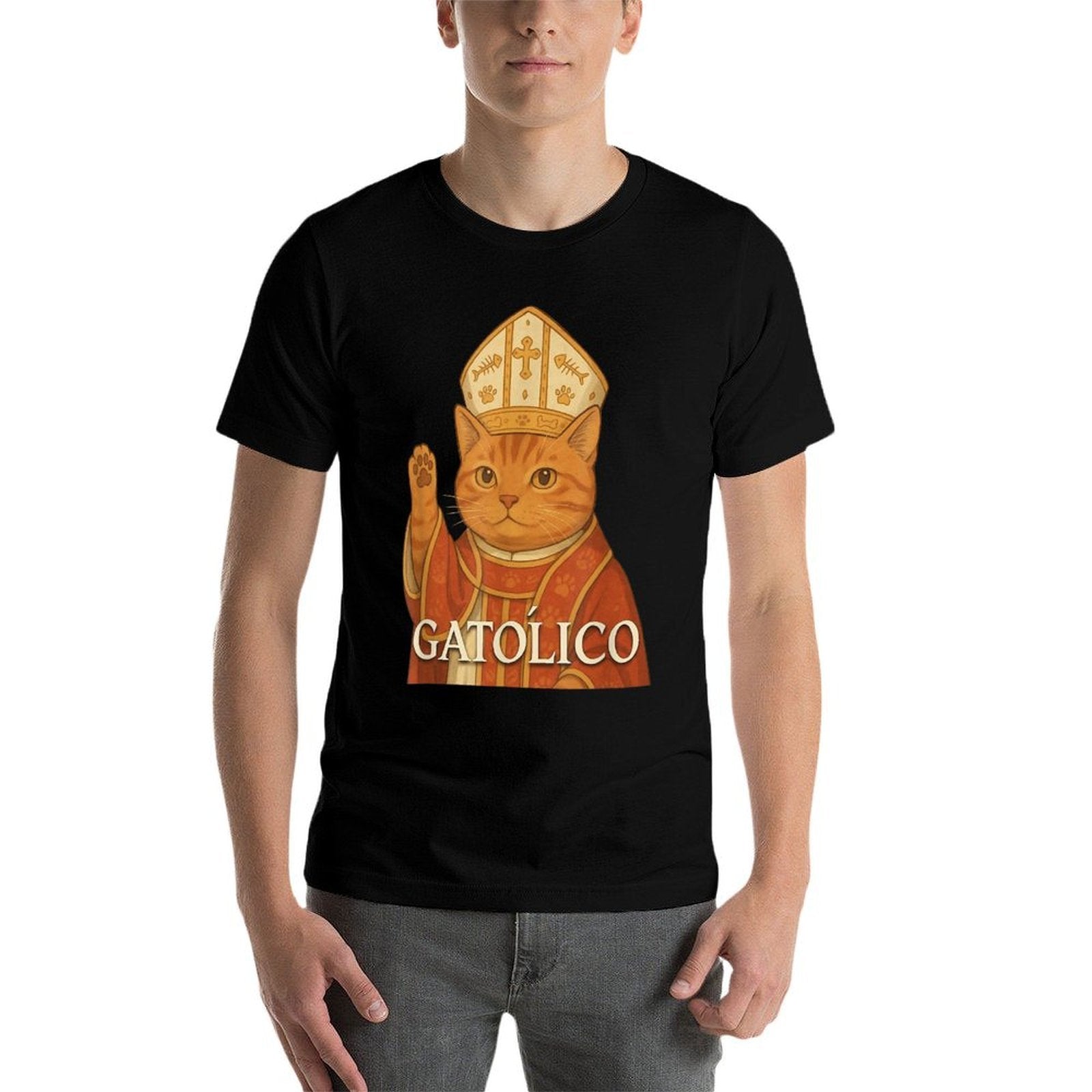 Catholic Cat GATÓLICO Funny Pet Graphic  Odor-resistant T-Shirt