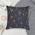 Navy Blue & Mustard Yellow Floral Pattern Soft Anti-Pilling Throw Pillow