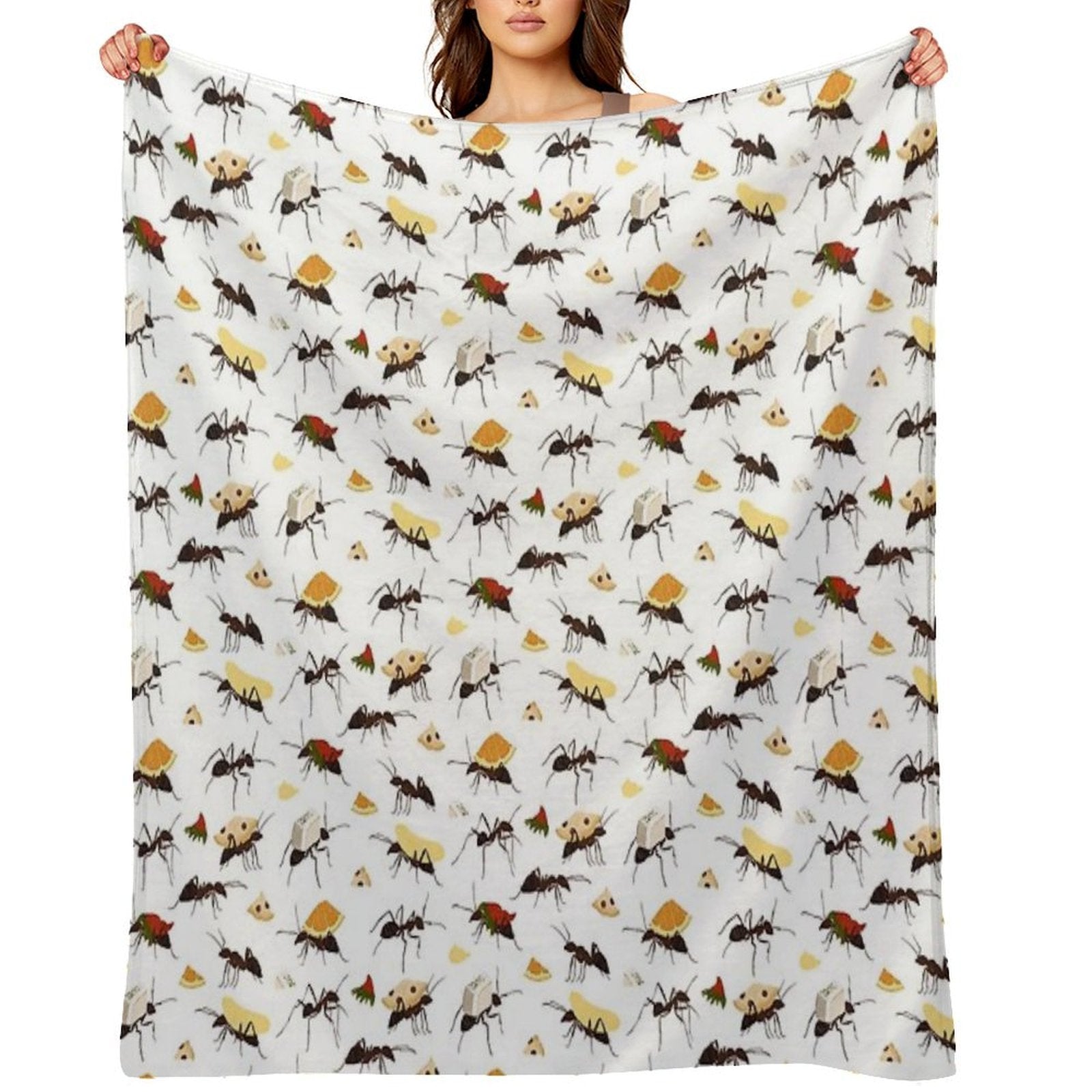 Ants Carrying Snacks Plush Throw Blanket