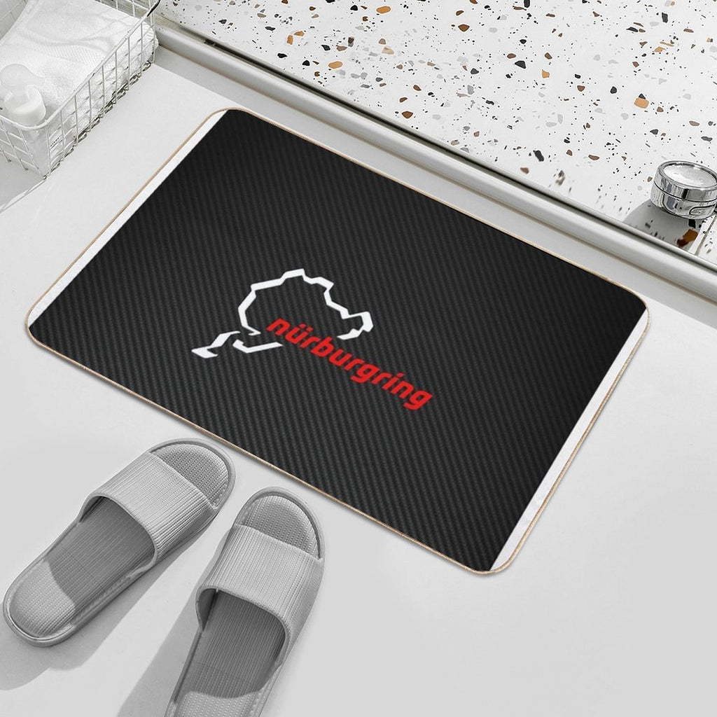 Nürburgring Carbon Fiber White  Red Durable Bath Mat