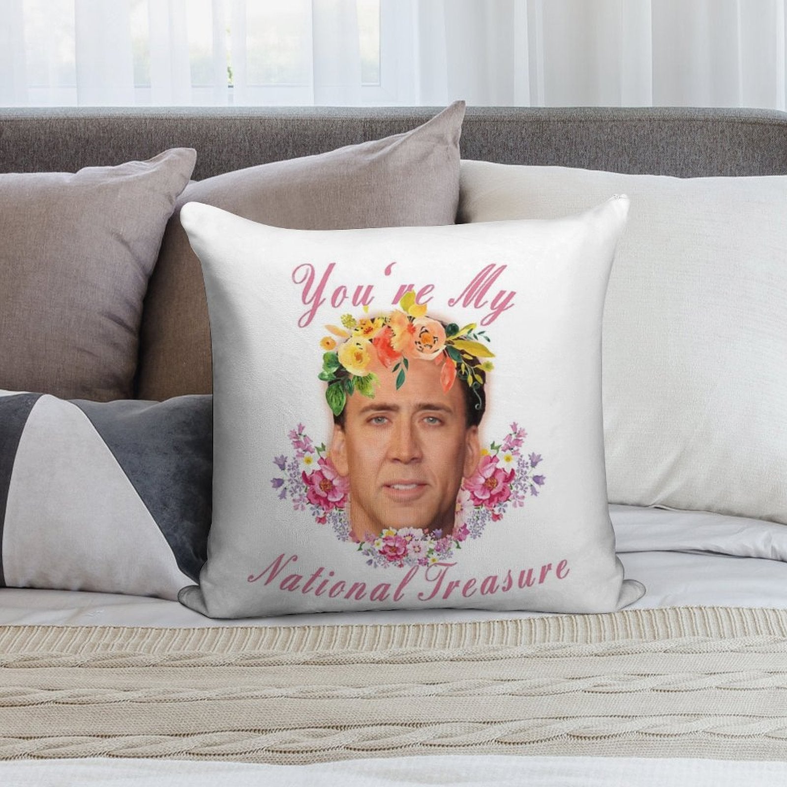 Nicolas Cage - You're My National Treasure - Nicholas Cage - Nick Cage - Nic Cage Soft Home Decor Throw Pillow