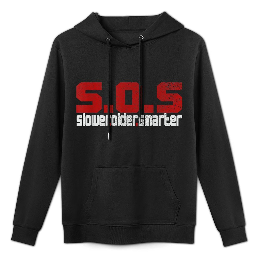 SOS Slow Older Smart  Gifts for 50th 60th Birthday Breathable Fabric Hoodie