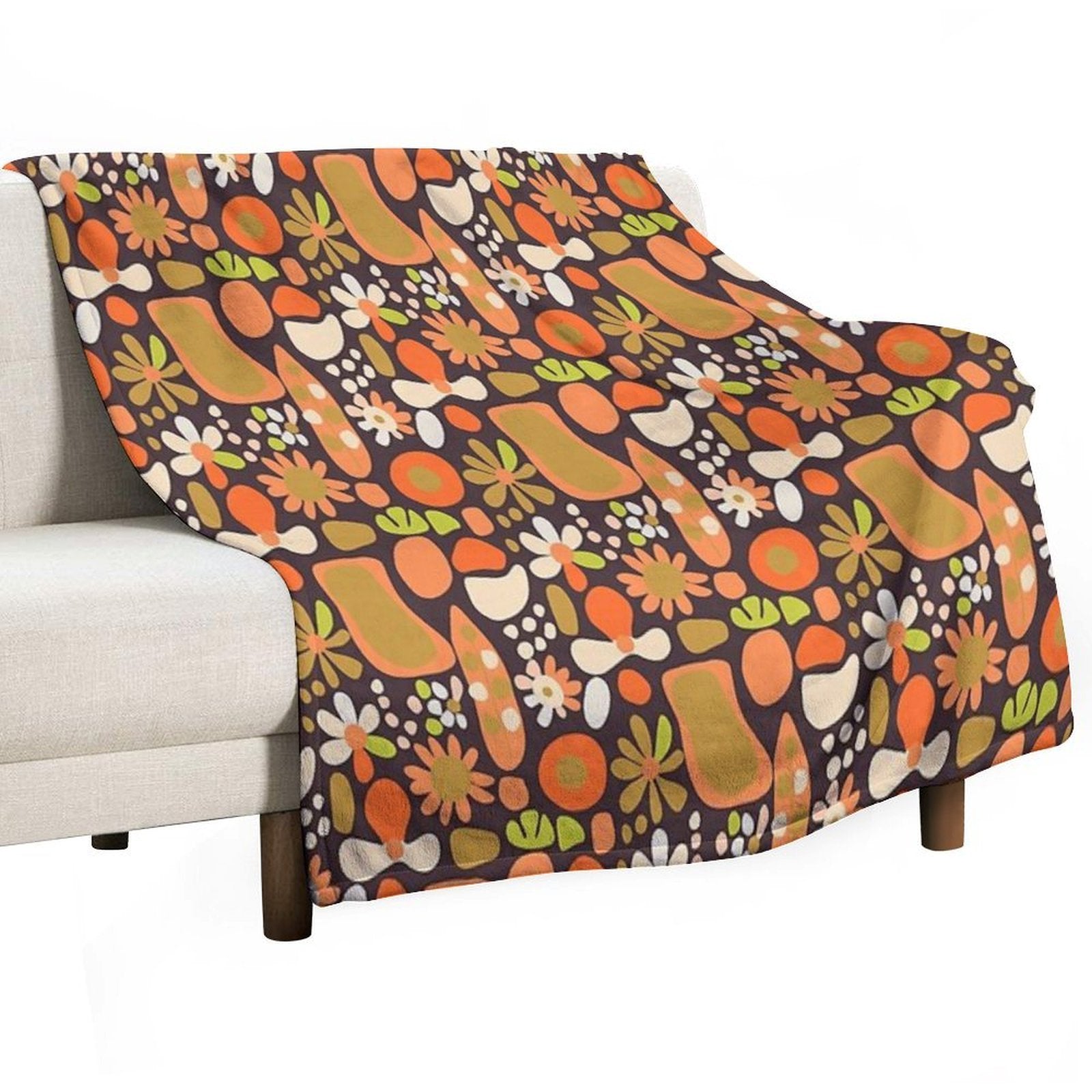Retro Blossom Medley Premium Throw Blanket