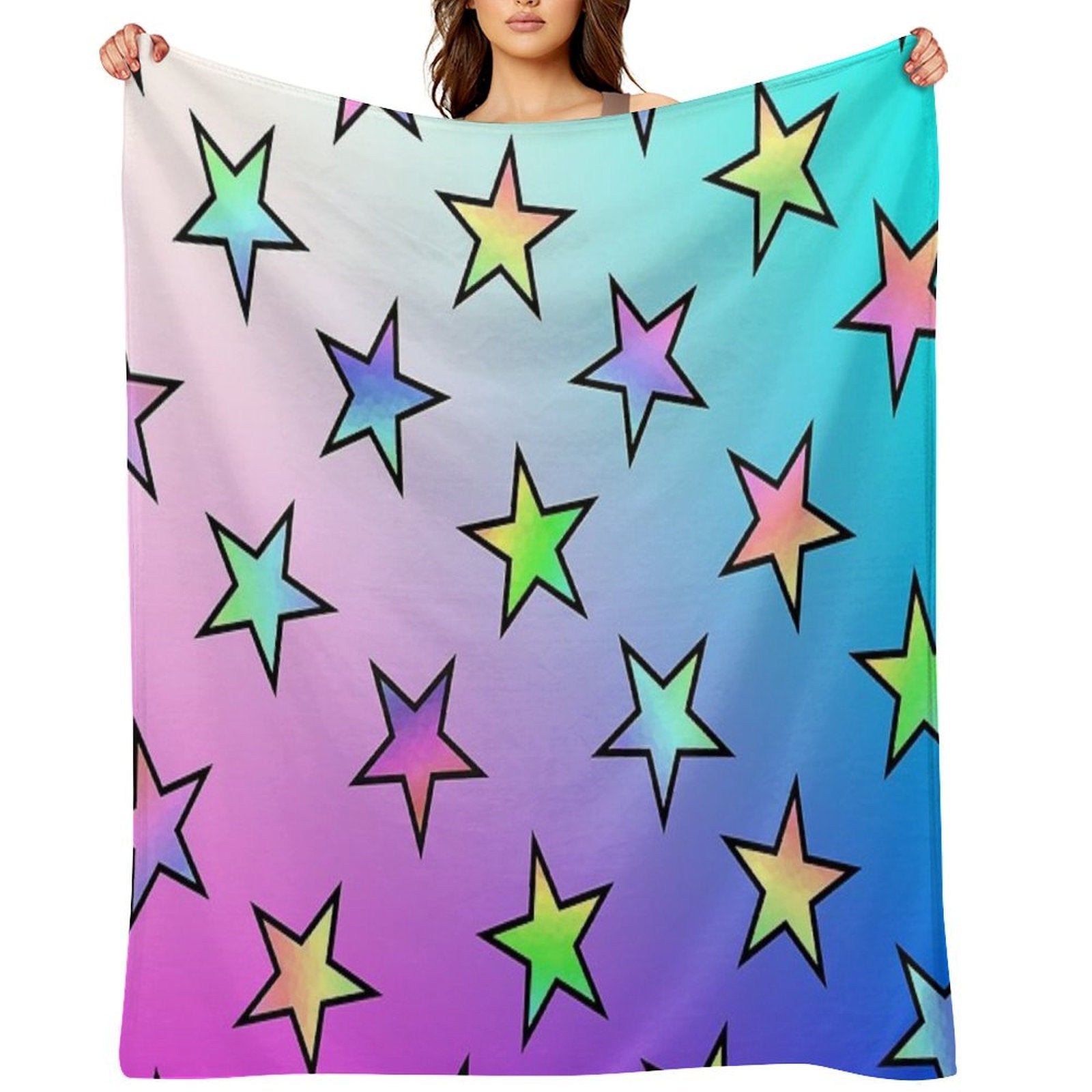 Colorful Star Shapes Pattern- Velvety-soft Throw Blanket