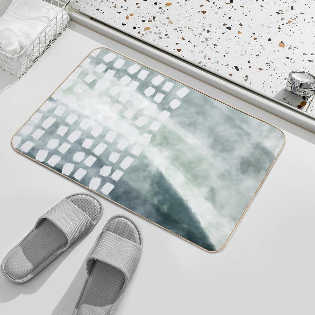 Blue Oil Squares Durable Bath Mat