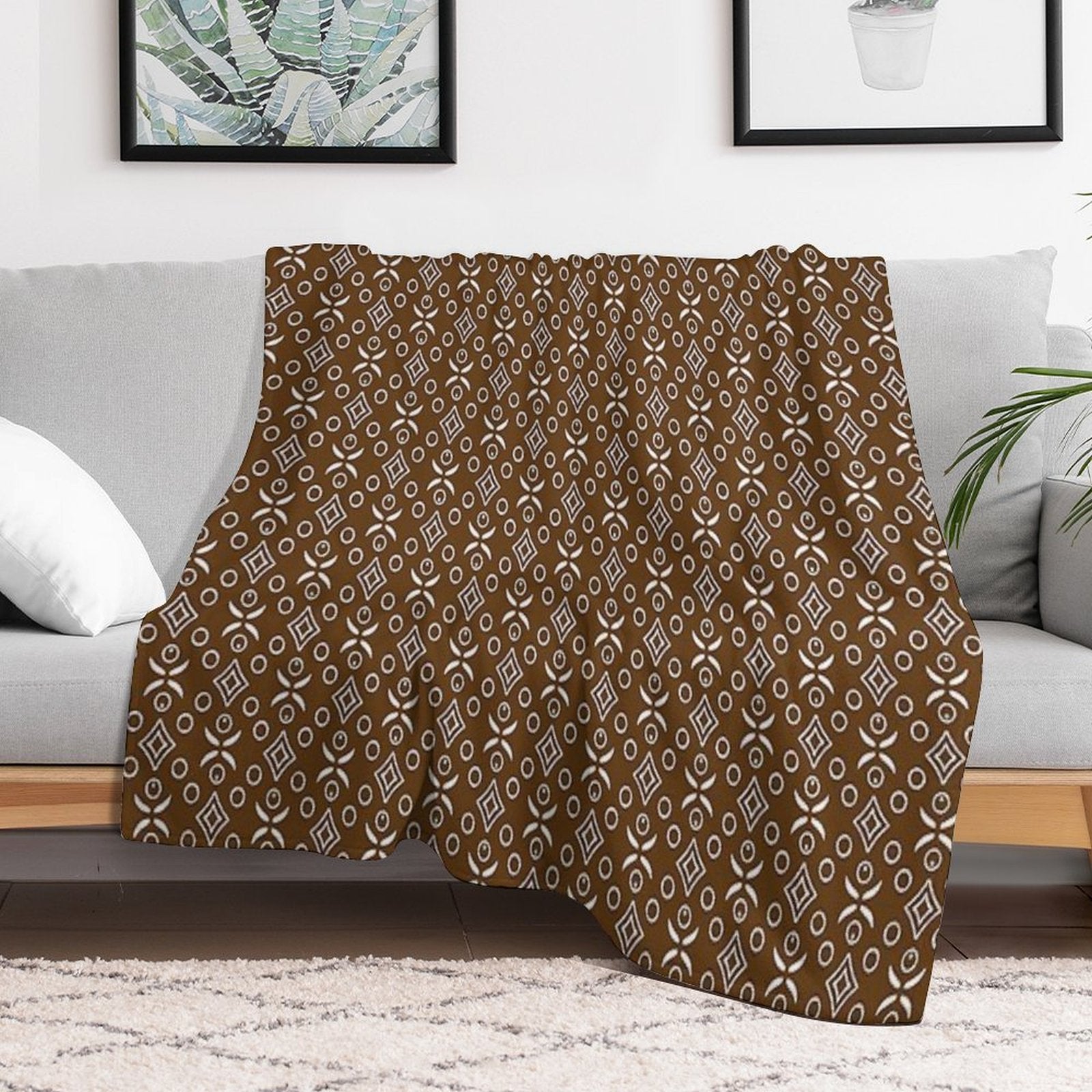 Ditzy Diamonds Brown Lightweight Throw Blanket