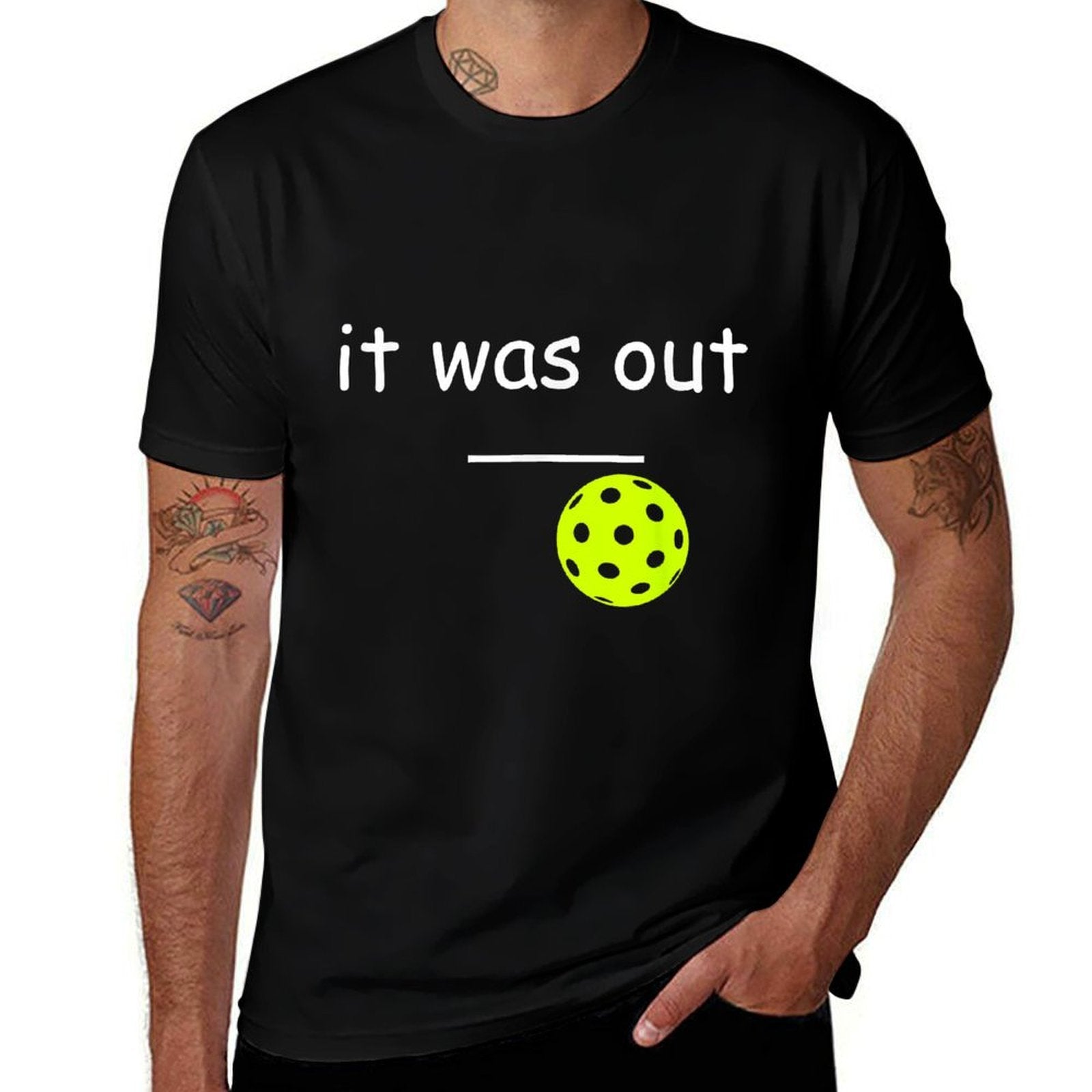 Funny Pickleball It Was Out Player Lover Friends Men Women  Oversized Silhouette T-Shirt