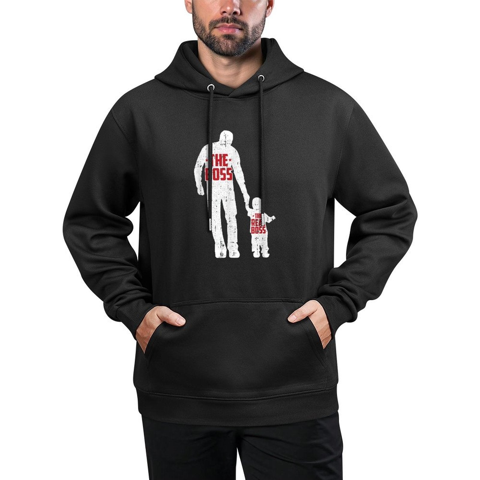 The Boss The Real Boss Fathers Day Dad Son Daughter Matching Pilling-Resistant Hoodie