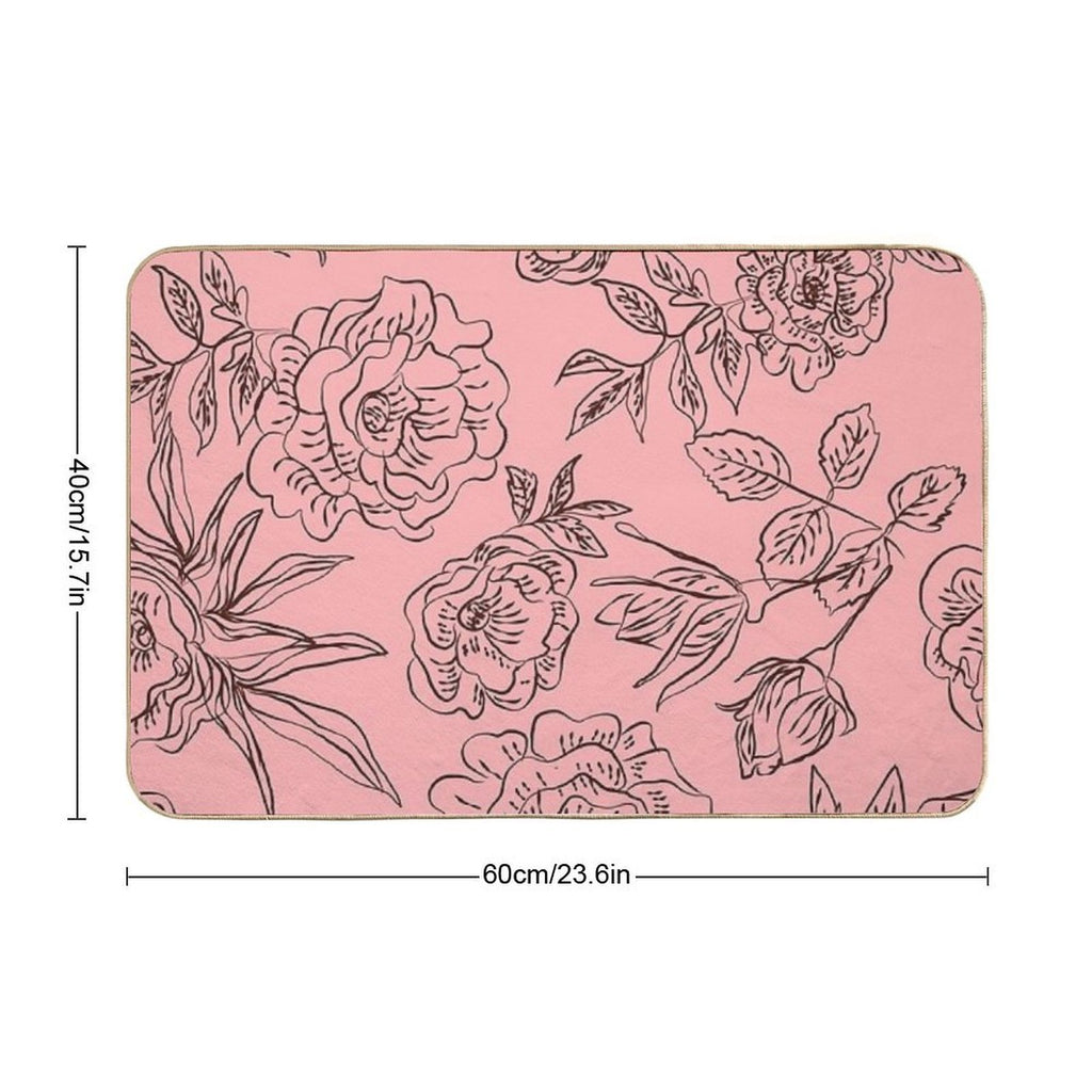 Roses on A Pink Background  Pet-Safe Bath Mat